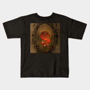 Wonderful asian dragon with flames Kids T-Shirt